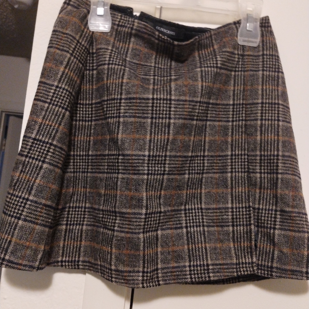 Oliviaceous Plaid Mini Skirt in Black and Brown